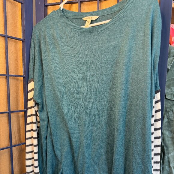 Matilda Jane Striped Sleeve Teal Knit Sweater – Size XL - Picture 4 of 8